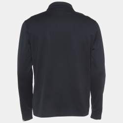 Pre Owned Moncler Black Cotton Long Sleeve Polo T-Shirt L
