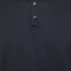Pre Owned Moncler Black Cotton Long Sleeve Polo T-Shirt L