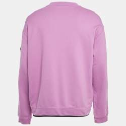 Pre Owned Moncler Purple Logo Print Cotton Sweatshirt XL