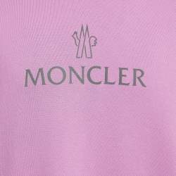 Pre Owned Moncler Purple Logo Print Cotton Sweatshirt XL