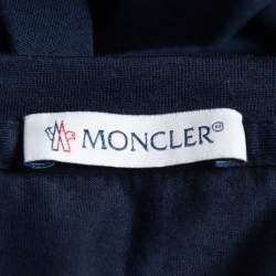 Pre Owned Moncler Navy Blue Double Logo Applique Cotton Crew Neck T-Shirt L