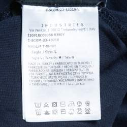 Pre Owned Moncler Navy Blue Double Logo Applique Cotton Crew Neck T-Shirt L