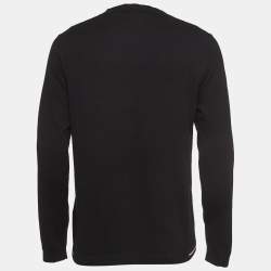 Pre Owned Moncler Black Cotton Knit Crew Neck Sweatshirt L