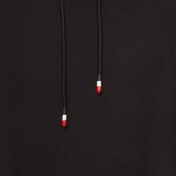 Pre Owned Moncler Black Logo Back Print Cotton Knit Hoodie M