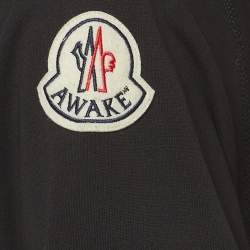 Pre Owned Moncler Black Logo Back Print Cotton Knit Hoodie M