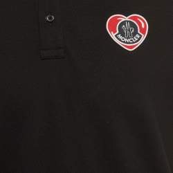 Moncler Black Cotton Logo-Patch Detail T-Shirt M