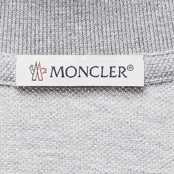 Pre Owned Moncler Grey Cotton Pique Logo Patch Polo T-Shirt M