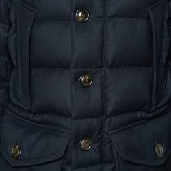 Moncler Navy Blue Wool Fur Hooded Rethel Puffer Jacket M