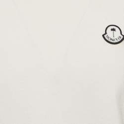 Pre Owned Moncler X Palm Angels Logo Print Cotton Knit Crewneck T-Shirt XS