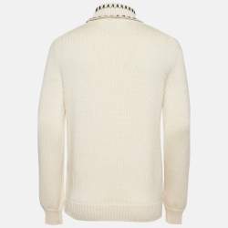 Moncler 2 1952 White Intarsia Wool Knit Turtleneck Sweater L