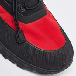 Moncler Red/Black Fabric and Neoprene Low Top Sneakers Size 41