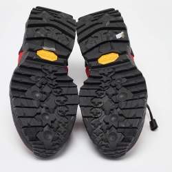 Moncler Red/Black Fabric and Neoprene Low Top Sneakers Size 41