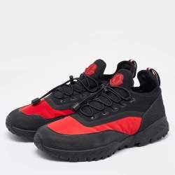 Moncler Red/Black Fabric and Neoprene Low Top Sneakers Size 41