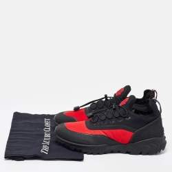 Moncler Red/Black Fabric and Neoprene Low Top Sneakers Size 41