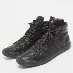 Pre Owned Moncler Black Leather High Top Sneakers Size 44