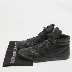 Pre Owned Moncler Black Leather High Top Sneakers Size 44