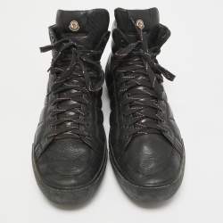 Pre Owned Moncler Black Leather High Top Sneakers Size 44