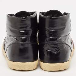 Pre Owned Moncler Black Brushed Leather High Top Sneakers Size 43