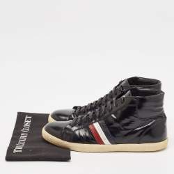 Pre Owned Moncler Black Brushed Leather High Top Sneakers Size 43