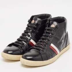 Pre Owned Moncler Black Brushed Leather High Top Sneakers Size 43