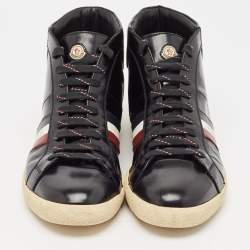 Pre Owned Moncler Black Brushed Leather High Top Sneakers Size 43