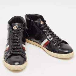 Pre Owned Moncler Black Brushed Leather High Top Sneakers Size 43
