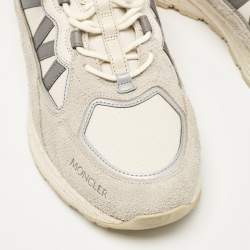 Moncler Grey Leather and Suede Lace Up Sneakers Size 45