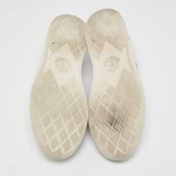 Pre Owned Moncler White Leather Monaco Lace Up Sneakers Size 42