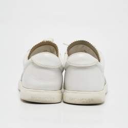 Pre Owned Moncler White Leather Monaco Lace Up Sneakers Size 42