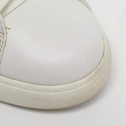 Pre Owned Moncler White Leather Monaco Lace Up Sneakers Size 42