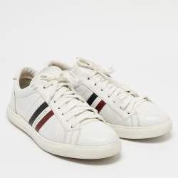 Pre Owned Moncler White Leather Monaco Lace Up Sneakers Size 42