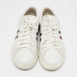 Pre Owned Moncler White Leather Monaco Lace Up Sneakers Size 42