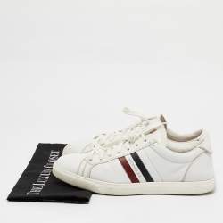 Pre Owned Moncler White Leather Monaco Lace Up Sneakers Size 42