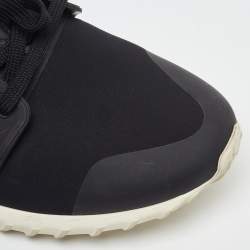 Pre Owned Moncler Black Neoprene and Rubber Emilien Lace Up Sneakers Size 41.5