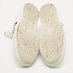 Pre Owned Moncler White Leather New Monaco Sneakers Size 42