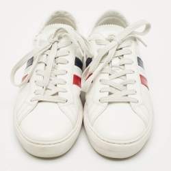 Pre Owned Moncler White Leather New Monaco Sneakers Size 42