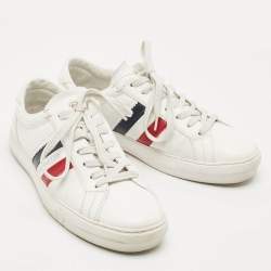 Pre Owned Moncler White Leather New Monaco Sneakers Size 42
