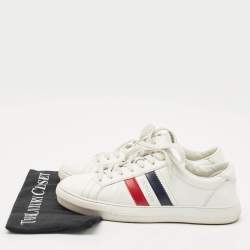 Pre Owned Moncler White Leather New Monaco Sneakers Size 42