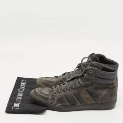 Pre Owned Moncler Lyon Size 43 Grey Suede High Top Sneakers