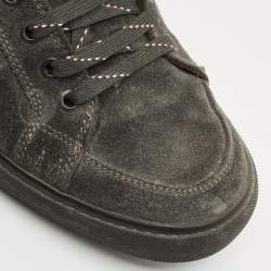 Pre Owned Moncler Lyon Size 43 Grey Suede High Top Sneakers