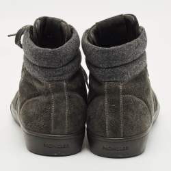 Pre Owned Moncler Lyon Size 43 Grey Suede High Top Sneakers