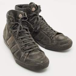 Pre Owned Moncler Lyon Size 43 Grey Suede High Top Sneakers