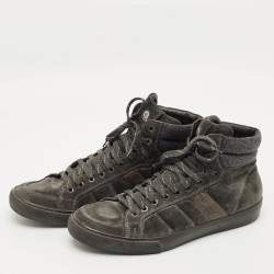 Pre Owned Moncler Lyon Size 43 Grey Suede High Top Sneakers