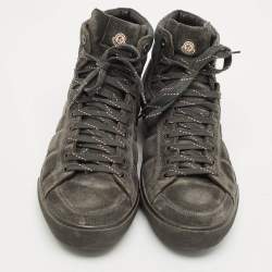 Pre Owned Moncler Lyon Size 43 Grey Suede High Top Sneakers