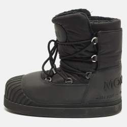 Pre Owned Moncler Uranus Shell Moon Size 41/42 Black Nylon and Rubber Ankle Length Boots
