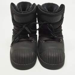 Pre Owned Moncler Uranus Shell Moon Size 41/42 Black Nylon and Rubber Ankle Length Boots