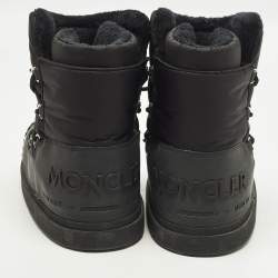 Pre Owned Moncler Uranus Shell Moon Size 41/42 Black Nylon and Rubber Ankle Length Boots