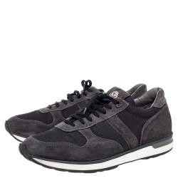 Moncler Black Mesh and Suede Lace Up Sneakers Size 42