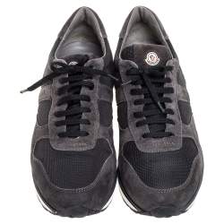 Moncler Black Mesh and Suede Lace Up Sneakers Size 42
