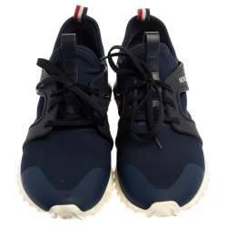 Pre Owned Moncler Blue Neoprene Emilien Lace Up Sneakers Size 44